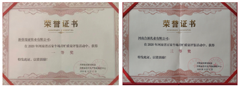 声誉 | “百家牛场青贮质量评鉴活动”28圈新蔡瑞亚牧业、、、河南合源乳业划分荣获一、、、三等奖